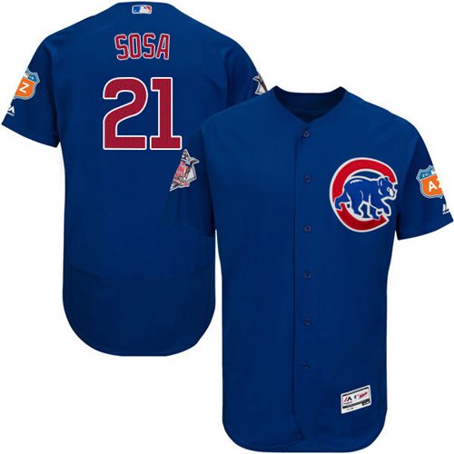 Cubs #21 Sammy Sosa Blue Flexbase Authentic Collection Stitched MLB Jersey - Click Image to Close